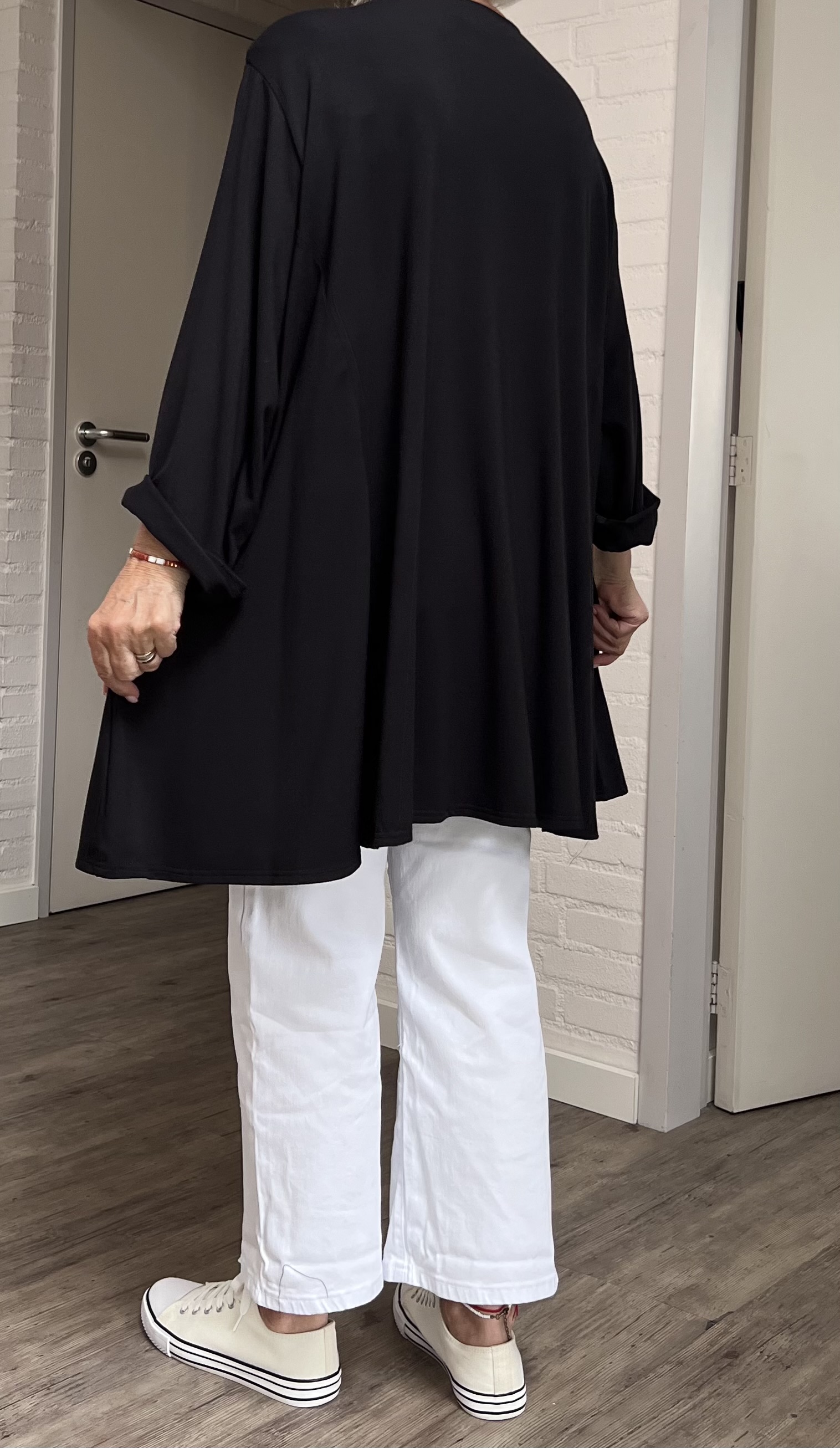 New Jersey viscose A-lijn tuniek met aparte decolleté/ stretch/zwart