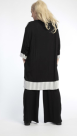 AKH oversized tricot katoen/viscose A-lijn tuniek apart stretch zwart/wit