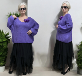 Italia oversized gebreide top met broche stretch