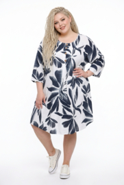 ITALIA  katoen tuniek/jurk met zakken wit/blauw