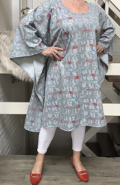 Lilian oversized jersey katoen tuniek/poncho apart (extra groot)