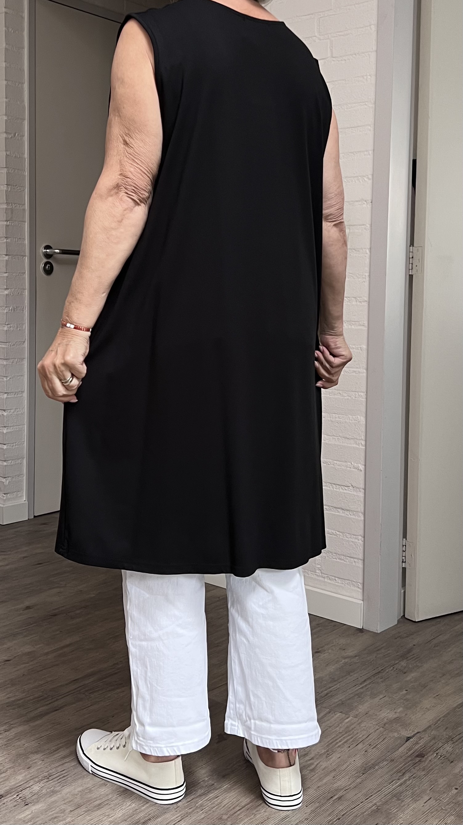 New Jersey viscose A-lijn tuniek met aparte decolleté/ stretch/zwart