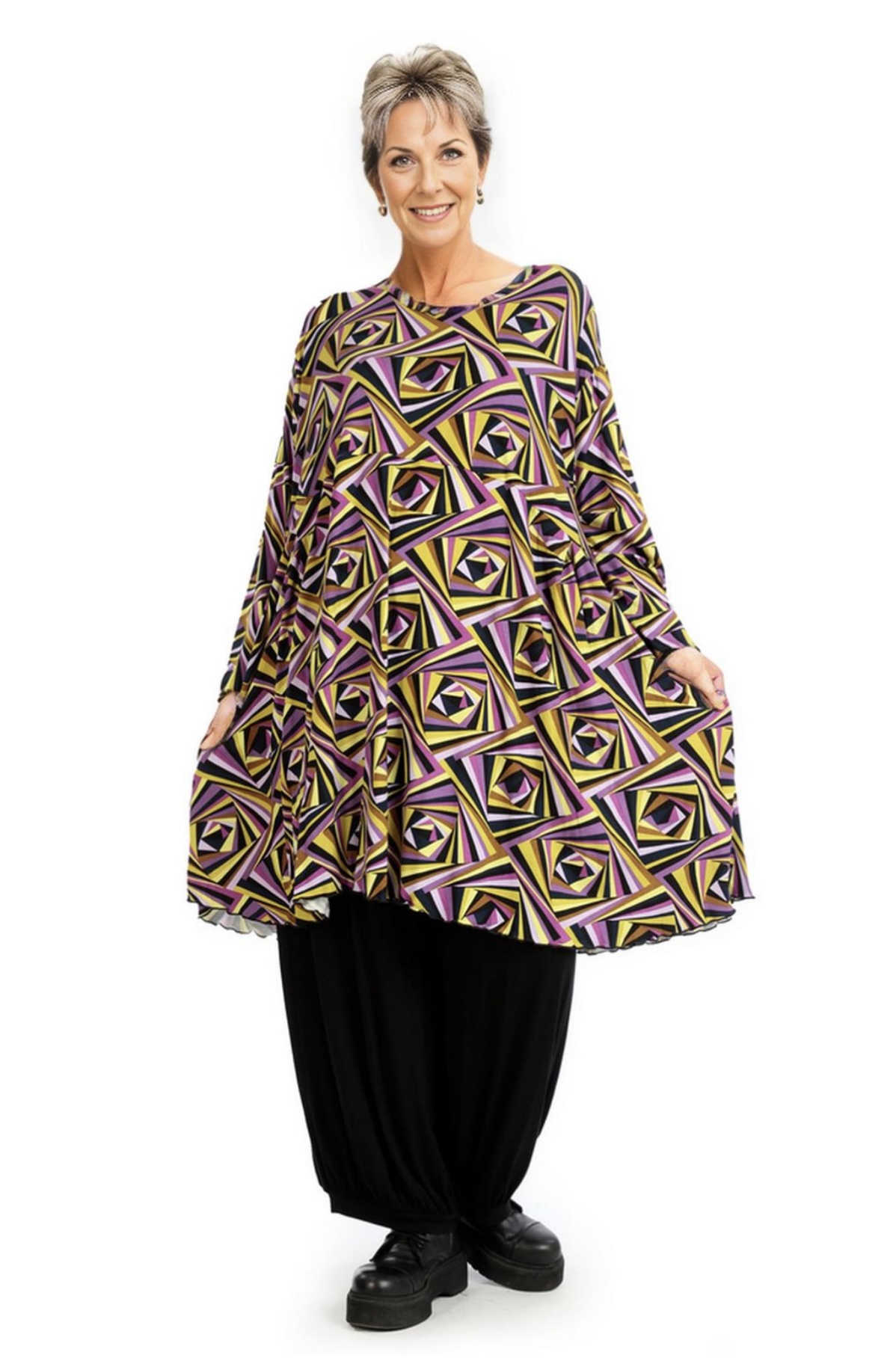 AKH oversized viscose tricot A-lijn tuniek  apart stretch