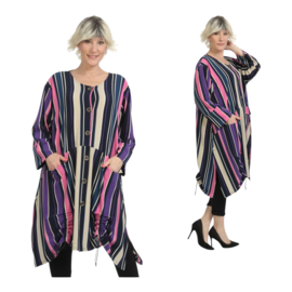 AKH oversized viscose A-lijn blazer/vest/tuniek met  zakken apart