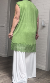 ITALIA oversized de modieuze kleuring viscose tricot top/tuniek met KANT apart/in meerdere kleuren