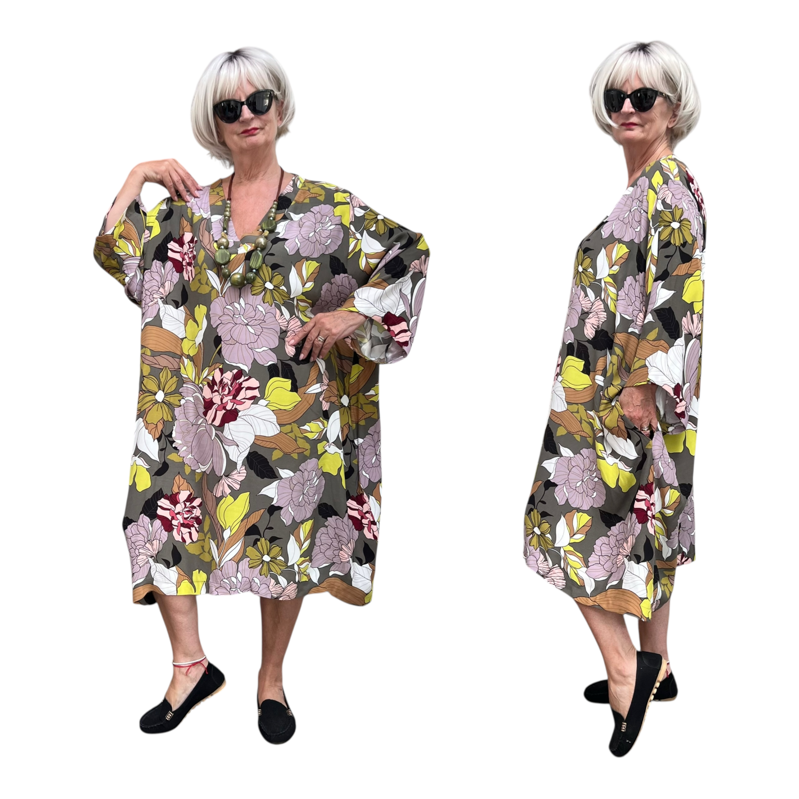 Ophilia oversized viscose jurk met zakken