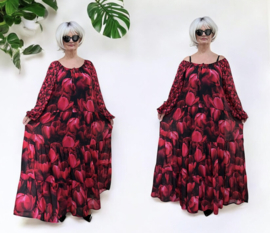SASHA VIVIEN  chiffon met een vleugje zijde jurk gevoerd