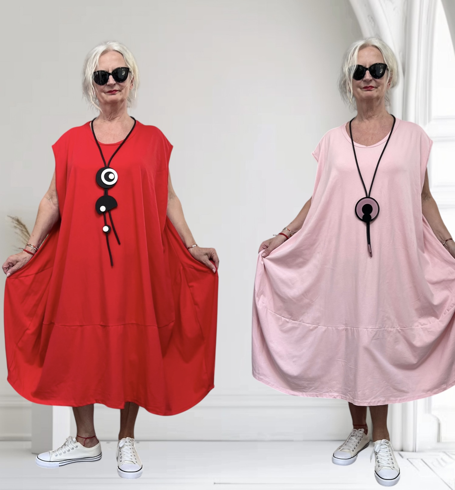 ITALIA  MODA  katoen A-lijn jurk apart/ in meerdere kleuren