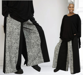 AKH oversized viscose jersey wijde broek stretch/ zwart/grijs