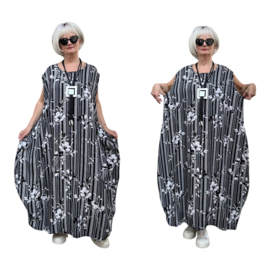 AKH oversized chique viscose  A-lijn  jurk apart/niet doorschijnend