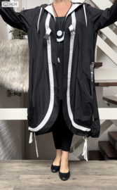 NEW JERSEY FASHION oversized waterbestendig-lijn jas/blazer met zakken zwart/wit