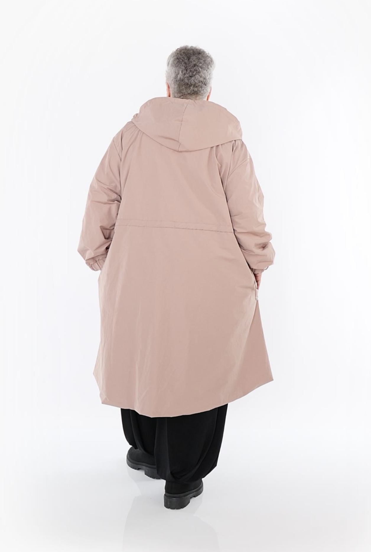 AKH oversized tafta memory/katoen mix tussenjas met capuchon / gevoerd