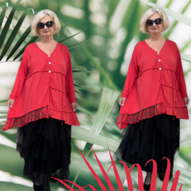 Moonshine oversized tricot vest/tuniek met inzet van kant  (extra groot)/in meerdere kleuren