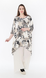 AKH oversized viscose A-lijn tuniek /apart/stretch  zwart/beige