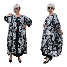 Gina oversized A-lijn jersey blazer(extra groot)  apart zwart/wit