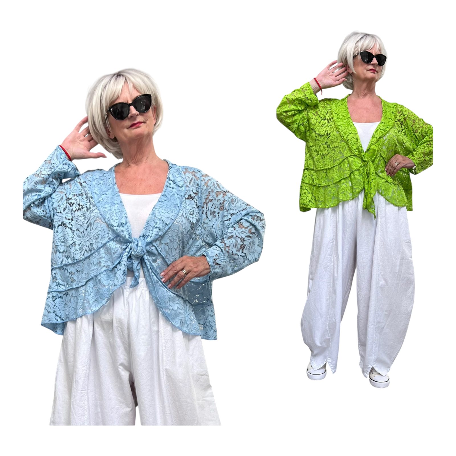 ITALIA  oversized kanten korte vest  stretch/in meerdere kleuren