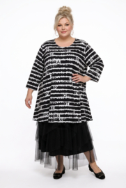 New Jersey oversized viscose A-lijn jurk/tuniek / stretch/zwart/wit