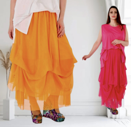 AKH oversized viscose tule rok met verstelbare plooien/in meerdere kleuren