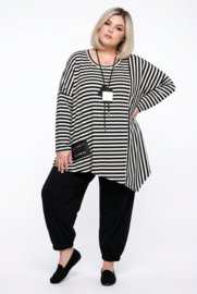 FUNKY Diva oversized viscose A-lijn tuniek zwart/wit / stretch