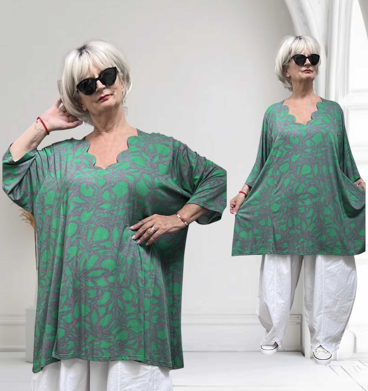 Ophilia viscose A-lijn tuniek  met aparte decolleté stretch
