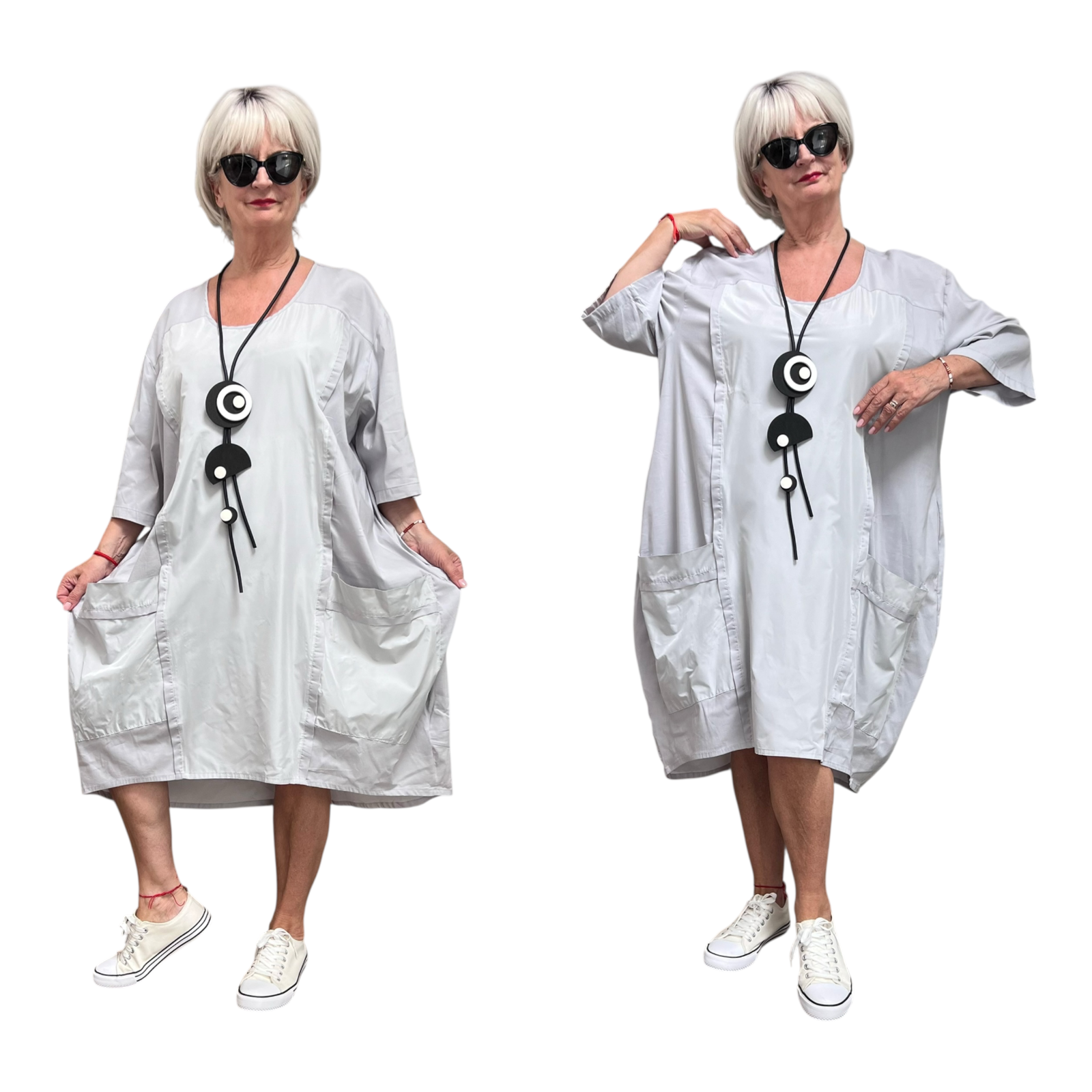 SINNE design.. A- lijn viscose jurk met taft /stretch/in meerdere kleuren