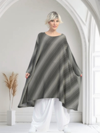 AKH oversized viscose A-lijn tuniek apart zwart/wit