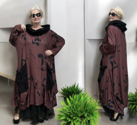 dYb viscose  A-lijn jurk met capuchon stretch
