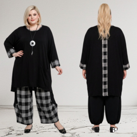 AKH viscose mix tuniek met een zak /apart/ zwart/grijs