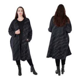 AKH oversized katoen mix jersey A-lijn blazer/vest apart stretch