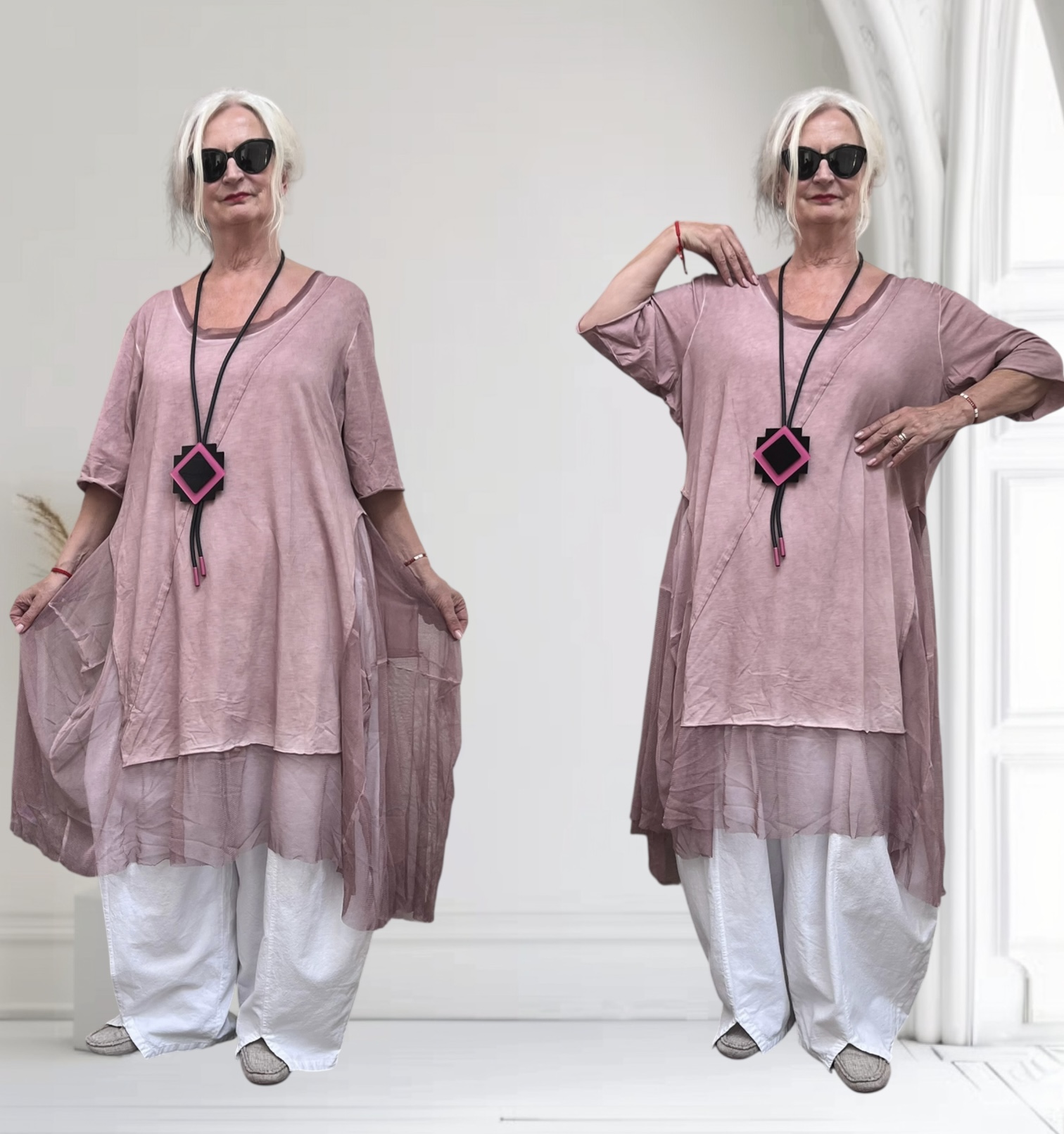 LUUKAA de modieuze kleuring oversized katoen  A-lijn jurk/jurk met tule/ stretch