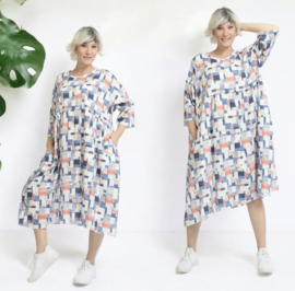 AKH oversized viscose/linnen A-lijn jurk/tuniek met zakken apart 