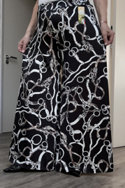 ITALY Mode jersey viscose  wijde broek apart /zeer rekbaar/zwart/wit/beige
