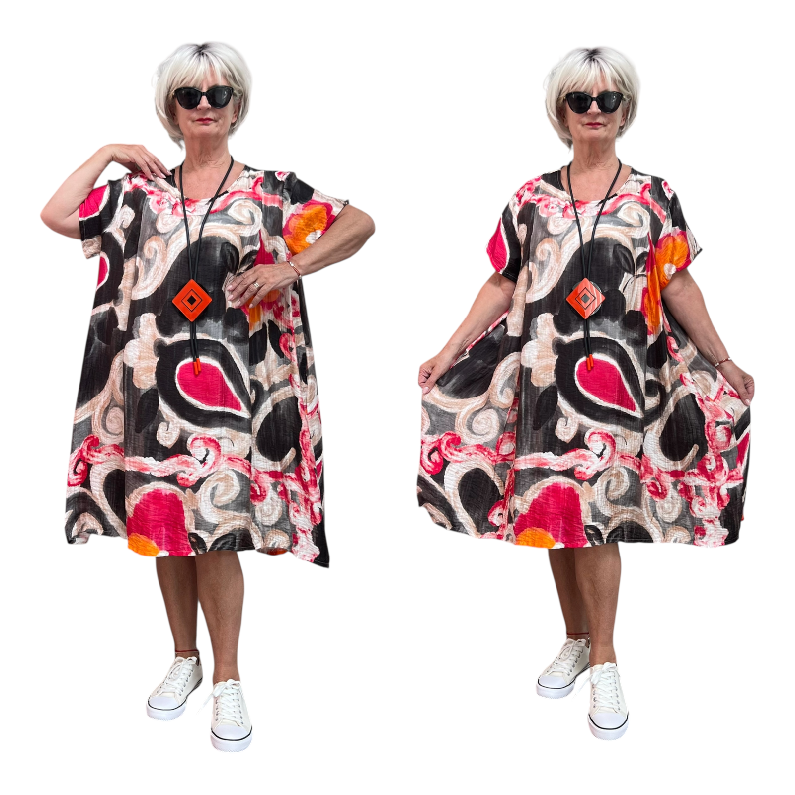 Fannycoo  Germany tencel A-lijn jurk met zakken