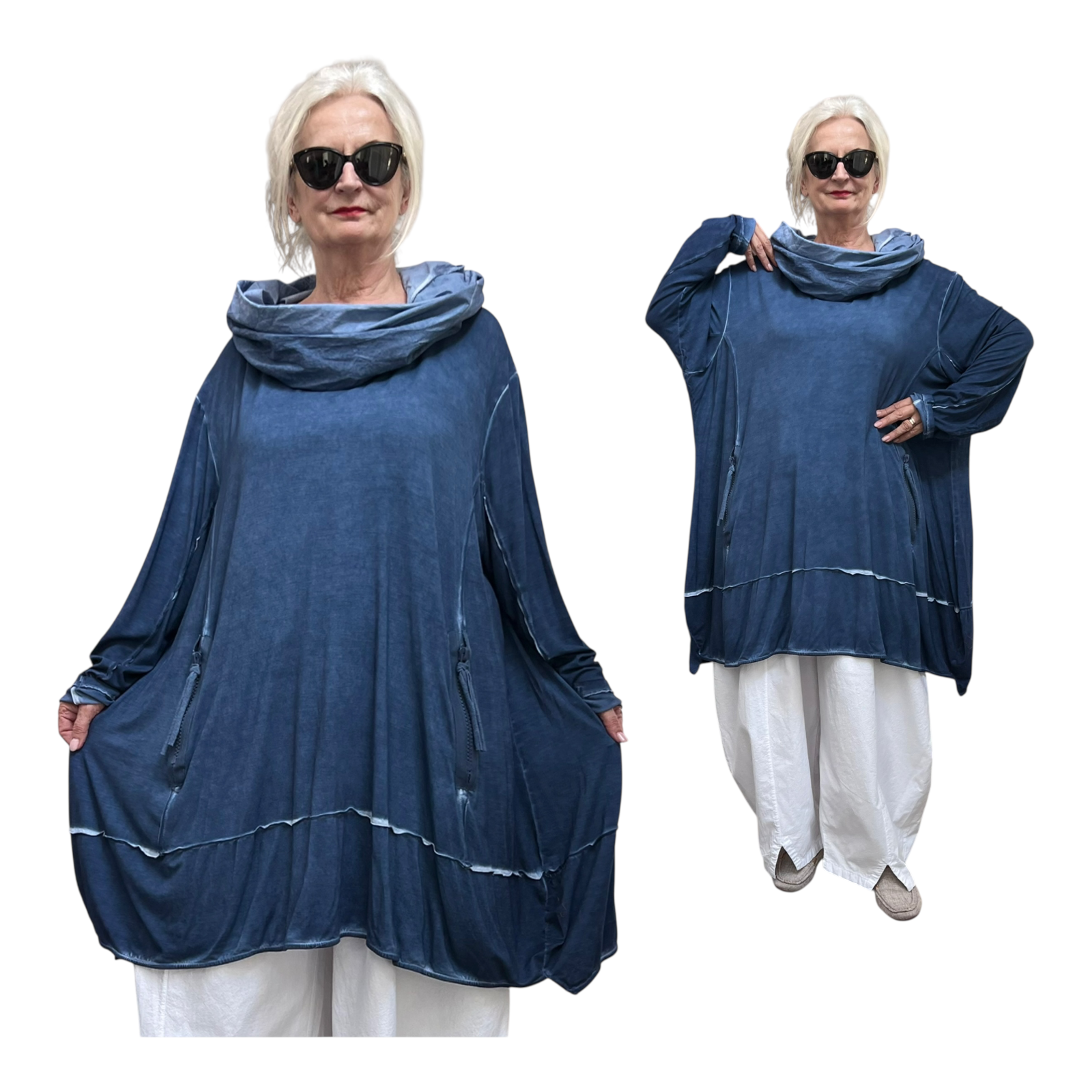 Zedd Plus de modieuze kleuring viscose A-lijn tuniek stretch