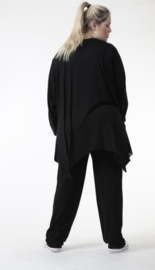 AKH oversized tricot viscose mix A-lijn tuniek apart stretch zwart/donkerblauw 
