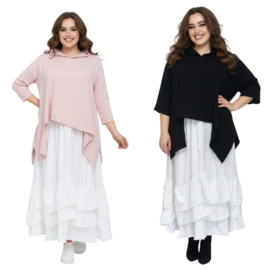 Moonshine oversized katoen A-lijn top met capuchon apart stretch /in meerdere kleuren