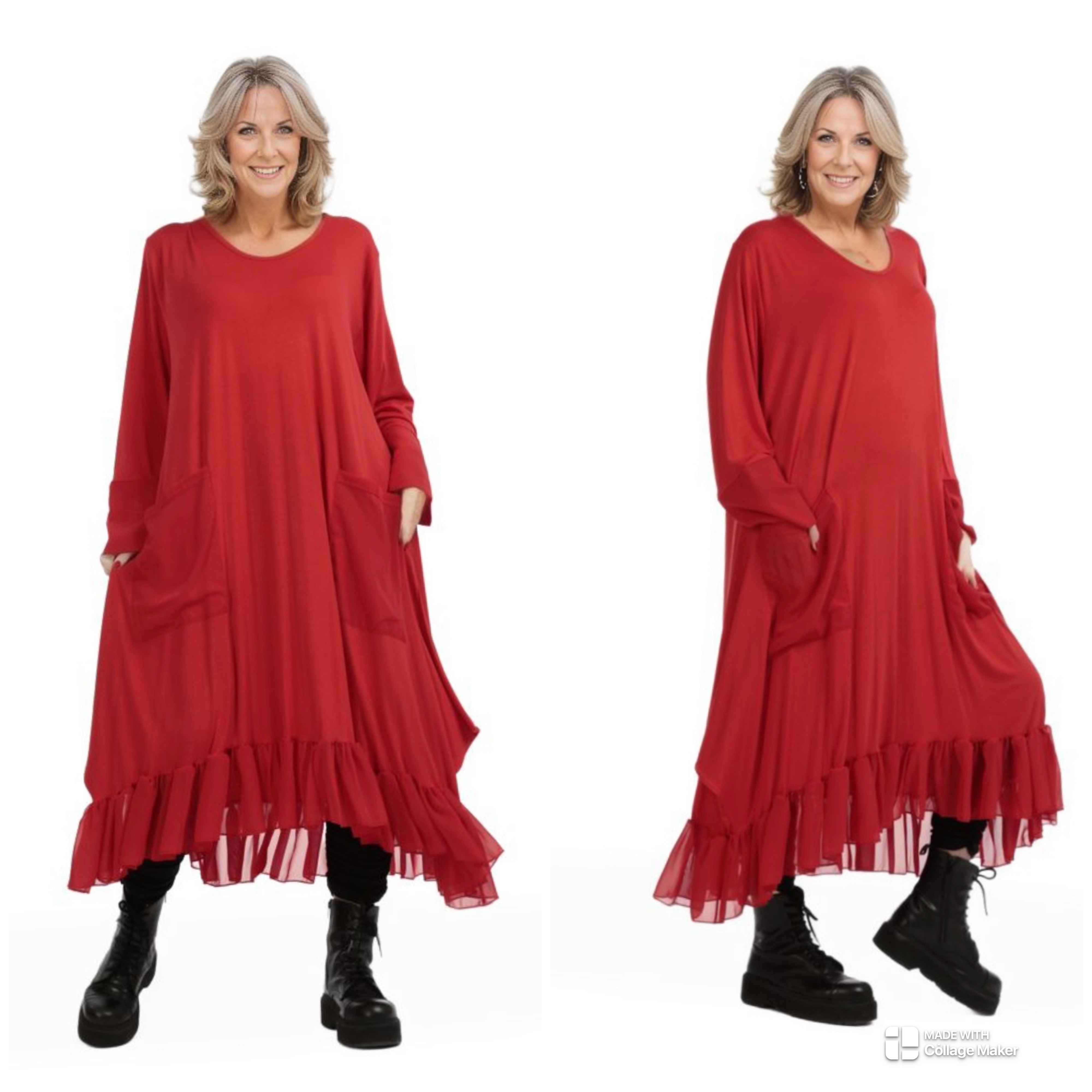 AKH viscose A-lijn jurk met chiffon stof apart stretch