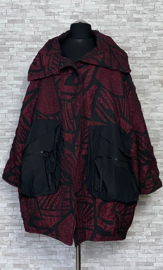 Zedd Plus oversized ballon blazer/jas  gevoerd /zwart/wijnrood