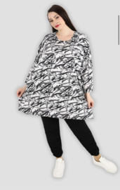 AKH oversized viscose tuniek/top zwart/wit  apart