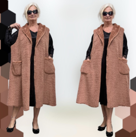 ITALIA MODA oversized fleece mouwloze vest/blazer / stretch