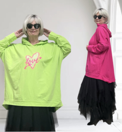 ITALIA  oversized  katoen top met capuchon apart stretch/in meerdere kleuren