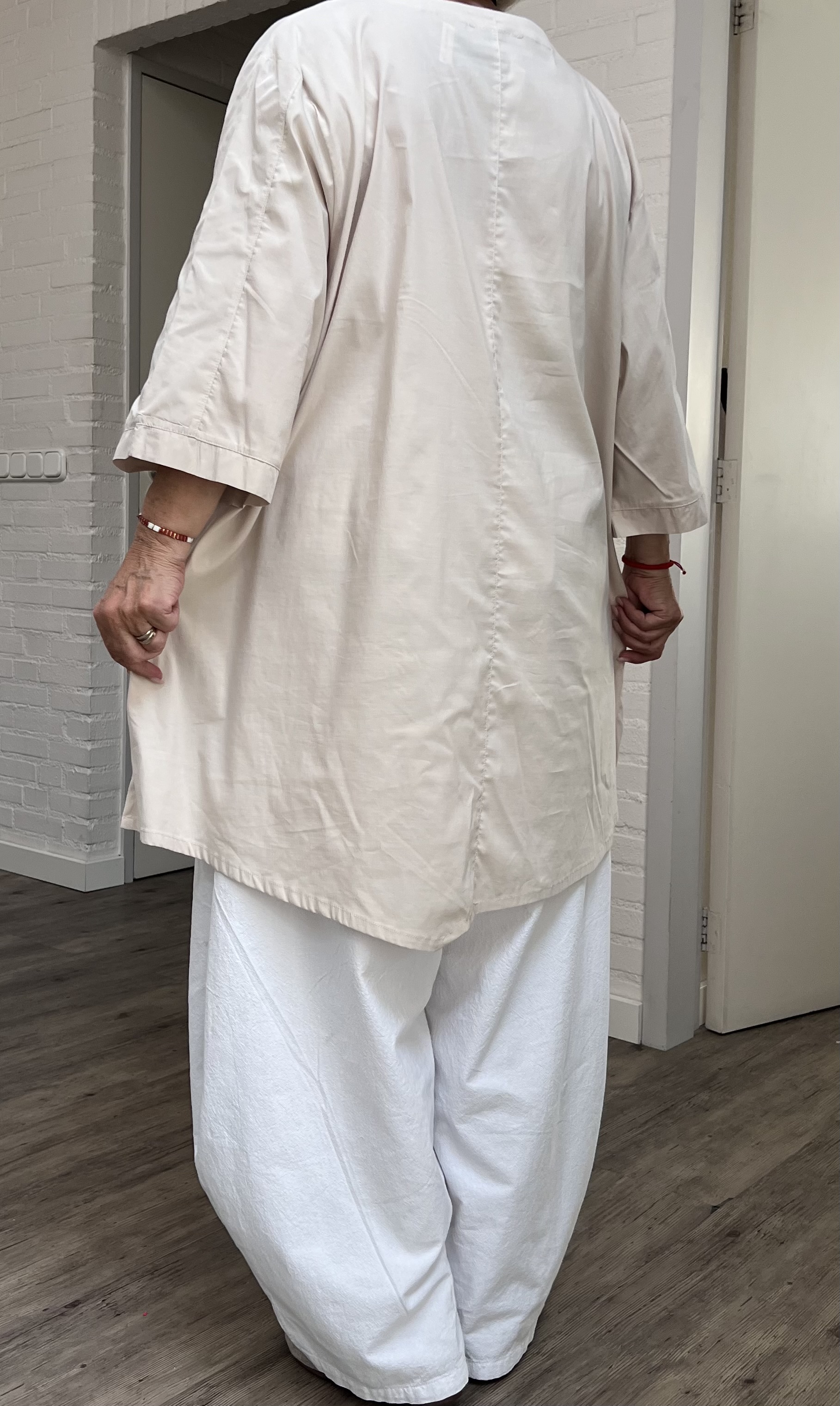 SINNE design.. A- lijn viscose tuniek met rits en taft /stretch
