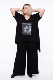 SASHA GRANDE oversized viscose A-lijn tuniek+ broek/stretch zwart