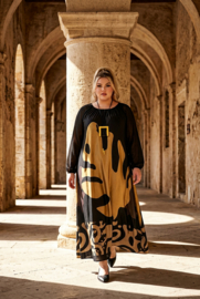 SASHA DIVA oversized A-lijn jurk met een vleugje zijde zwart