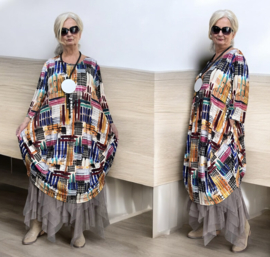 IZZY jersey viscose A-lijn jurk apart stretch