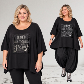 Vincenzo Allocca oversized katoen A-lijn top met applicatie/apart/stretch zwart