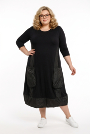 Vincenzo Allocca katoen A-lijn jurk met inzet van taft/zwart apart stretch