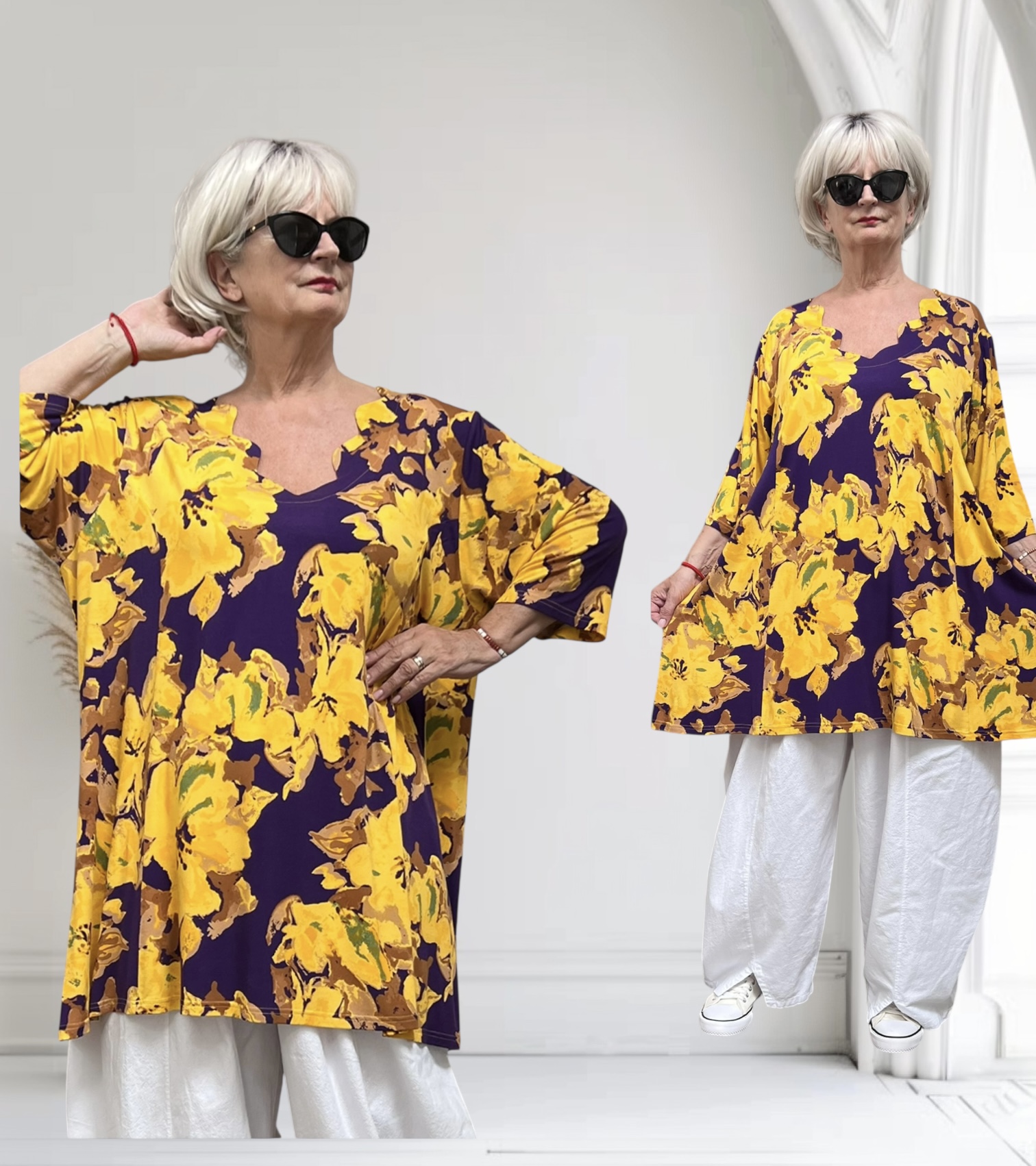 Ophilia viscose A-lijn tuniek  met aparte decolleté stretch