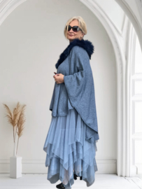 ITALIA MODA viscose omslagdoek/poncho/vest  met bont/in meerdere kleuren