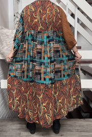 Mila Ragazza oversized A-lijn katoen boho jurk apart met inzet van KANT